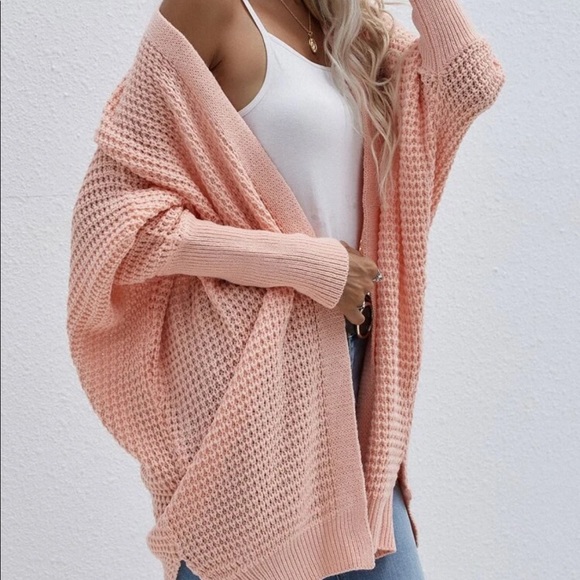 Boho knit batwing sleeve open cardigan dark green - Picture 13 of 16